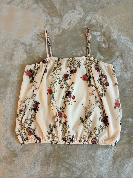 willow & root Tops - Willow & Root Cami Top Cream Floral Adjustable Straps Size Small